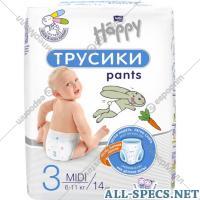 Bella Baby happy Подгузники-трусики «Bella Baby Happy» Midi 3, 6-11 кг, универсальные, 14 шт